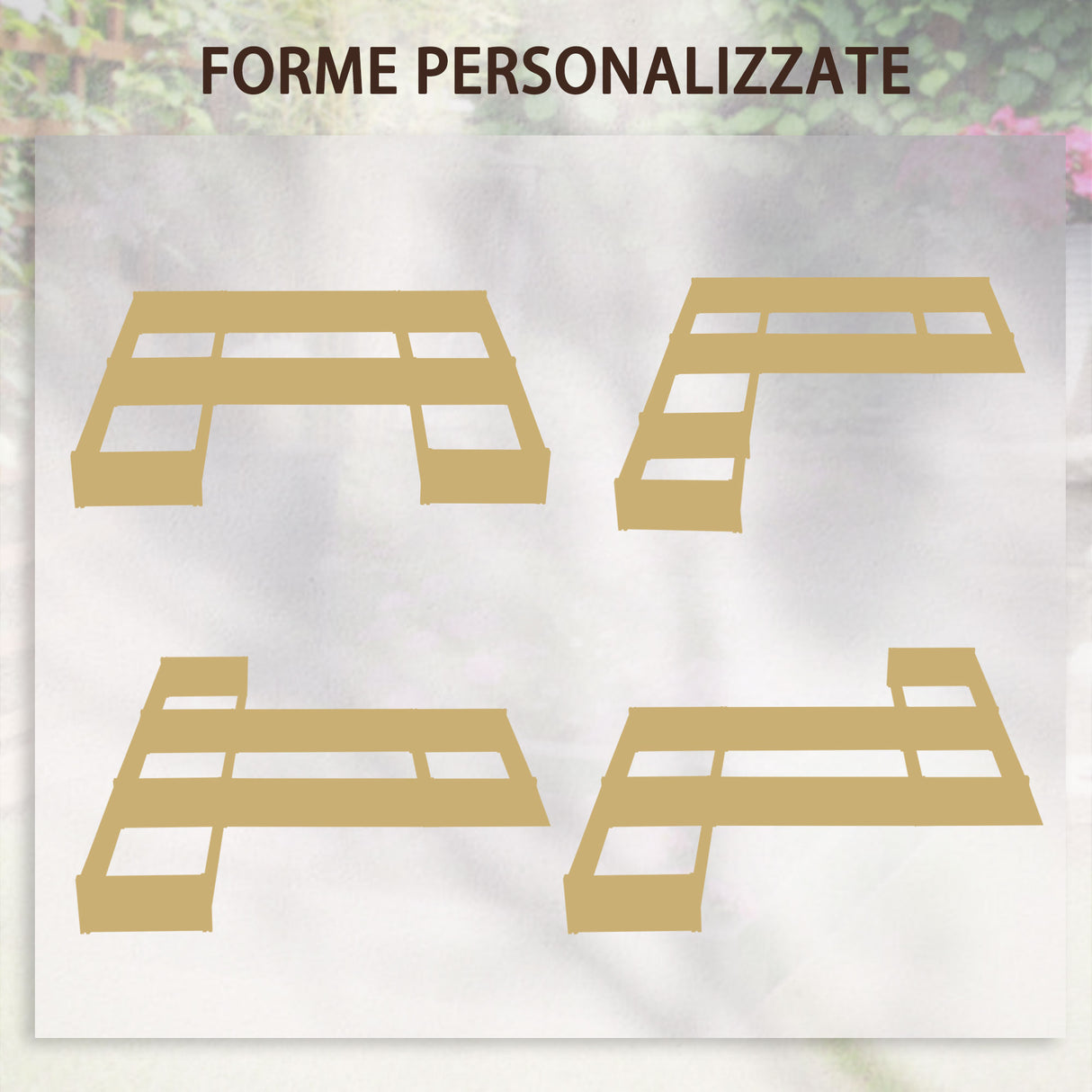 easycomfort easycomfort fioriera da esterno 5 pezzi componibili a fondo aperto in legno di abete 230x230x28 cm