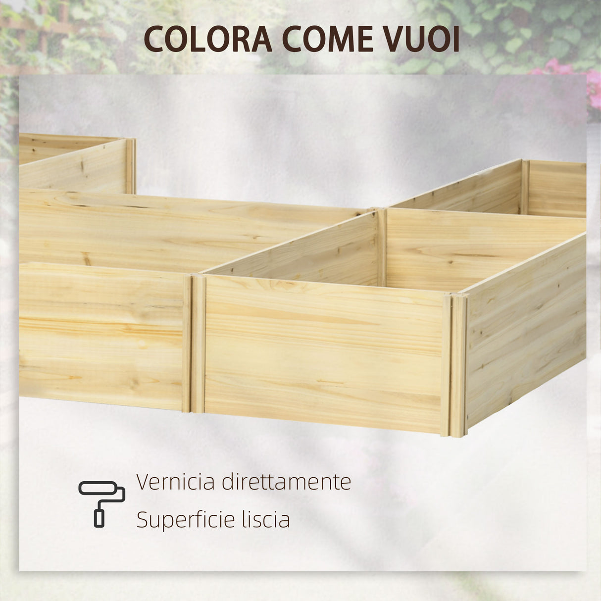 easycomfort easycomfort fioriera da esterno 5 pezzi componibili a fondo aperto in legno di abete 230x230x28 cm