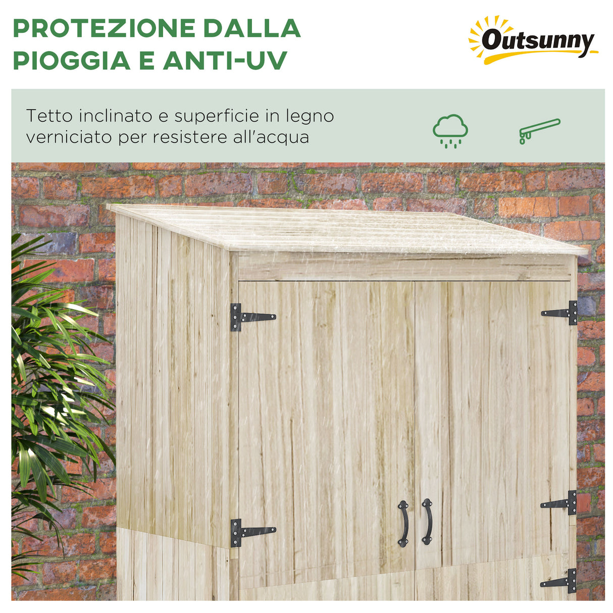 easycomfort easycomfort casetta da giardino in legno di abete con 2 porte e ripiani 120x57x183cm naturale