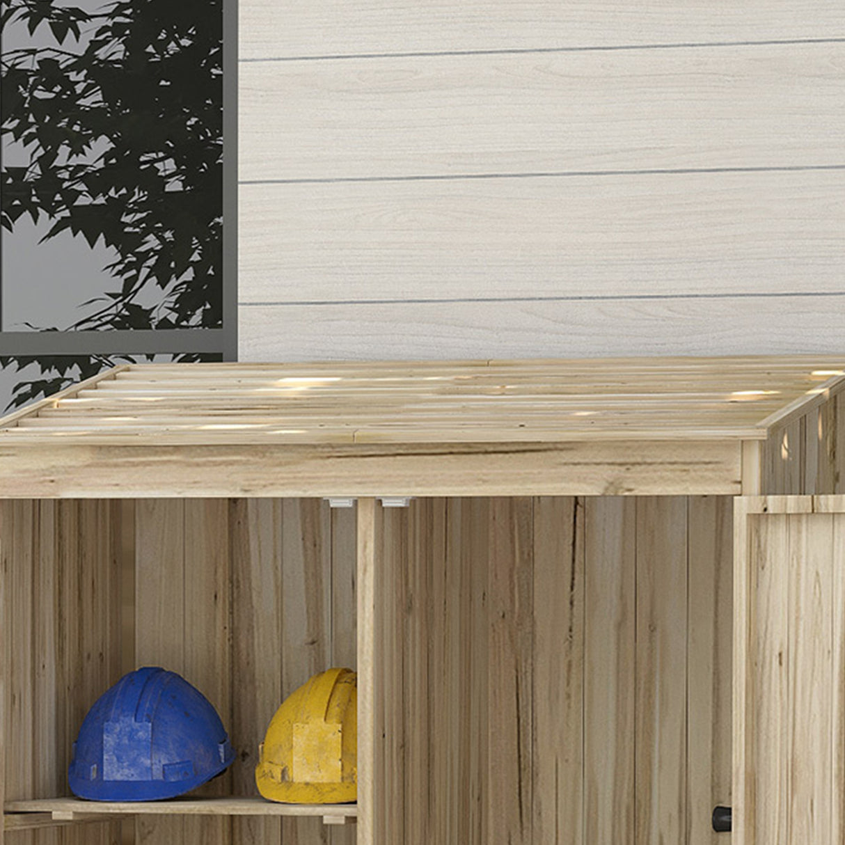 easycomfort easycomfort casetta da giardino in legno di abete con 2 porte e ripiani 120x57x183cm naturale