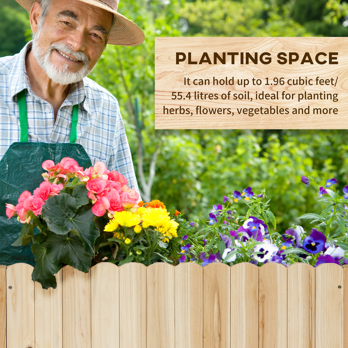 easycomfort easycomfort fioriera da esterno verticale in legno con foro di drenaggio e rivestimento interno 86x30x50 cm