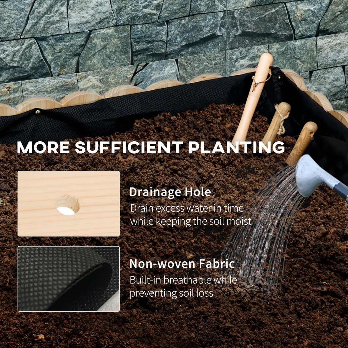 easycomfort easycomfort fioriera da esterno verticale in legno con foro di drenaggio e rivestimento interno 86x30x50 cm