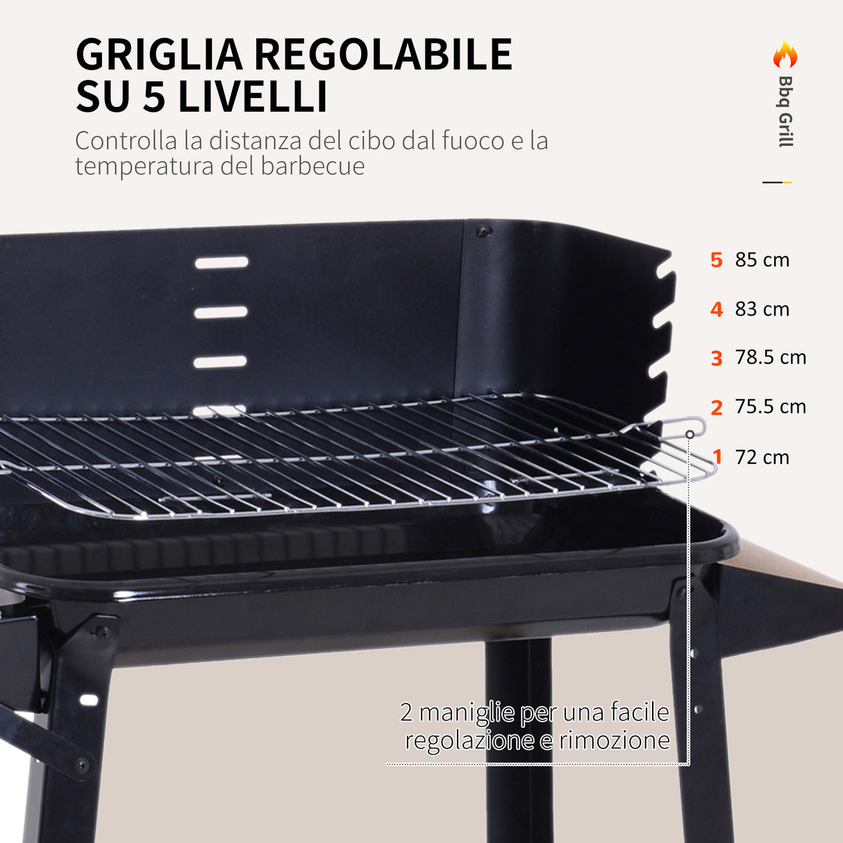 easycomfort easycomfort griglia a carbone barbecue picnic altezza regolabile nero 87x 45 x 83 cm ean 8054111842785