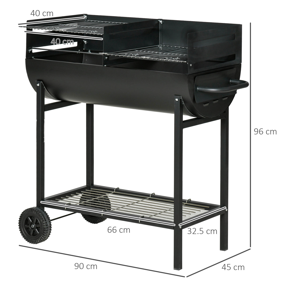 easycomfort easycomfort barbecue in acciaio con 2 griglie indipendenti nero 90cm x 45cm x 96cm ean 8054111849562