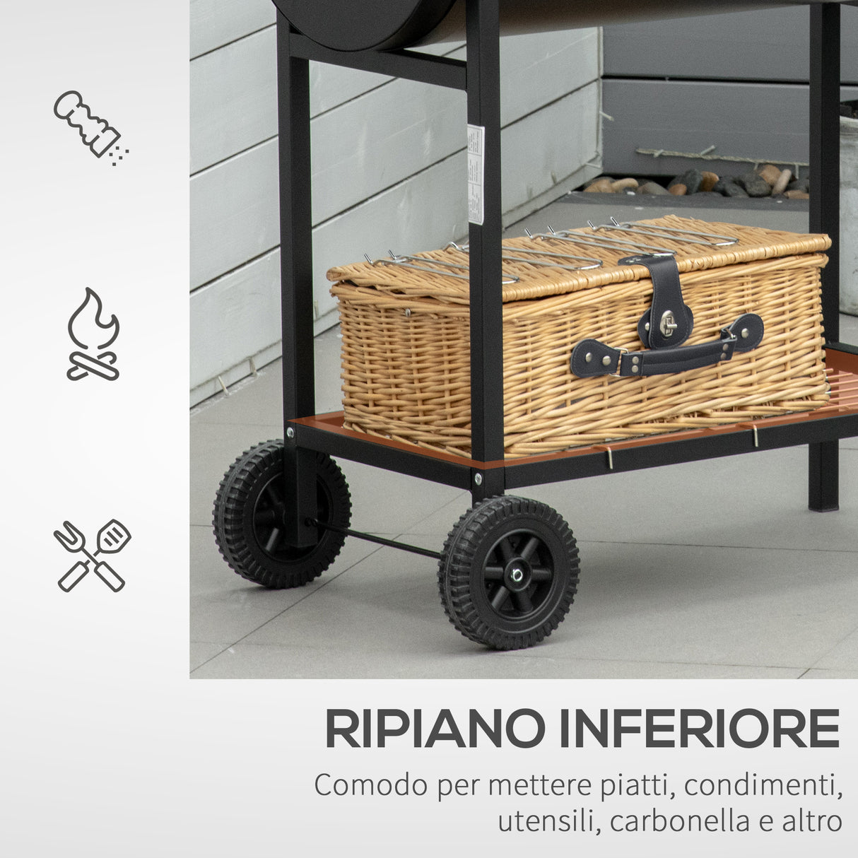 easycomfort easycomfort barbecue in acciaio con 2 griglie indipendenti nero 90cm x 45cm x 96cm ean 8054111849562
