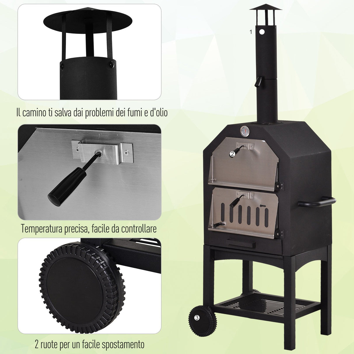 easycomfort easycomfort forno per pizza barbecue a carbonella bbq da esternigiardino in acciaio inox con termometro 50x36x160cm ean 8054144136752