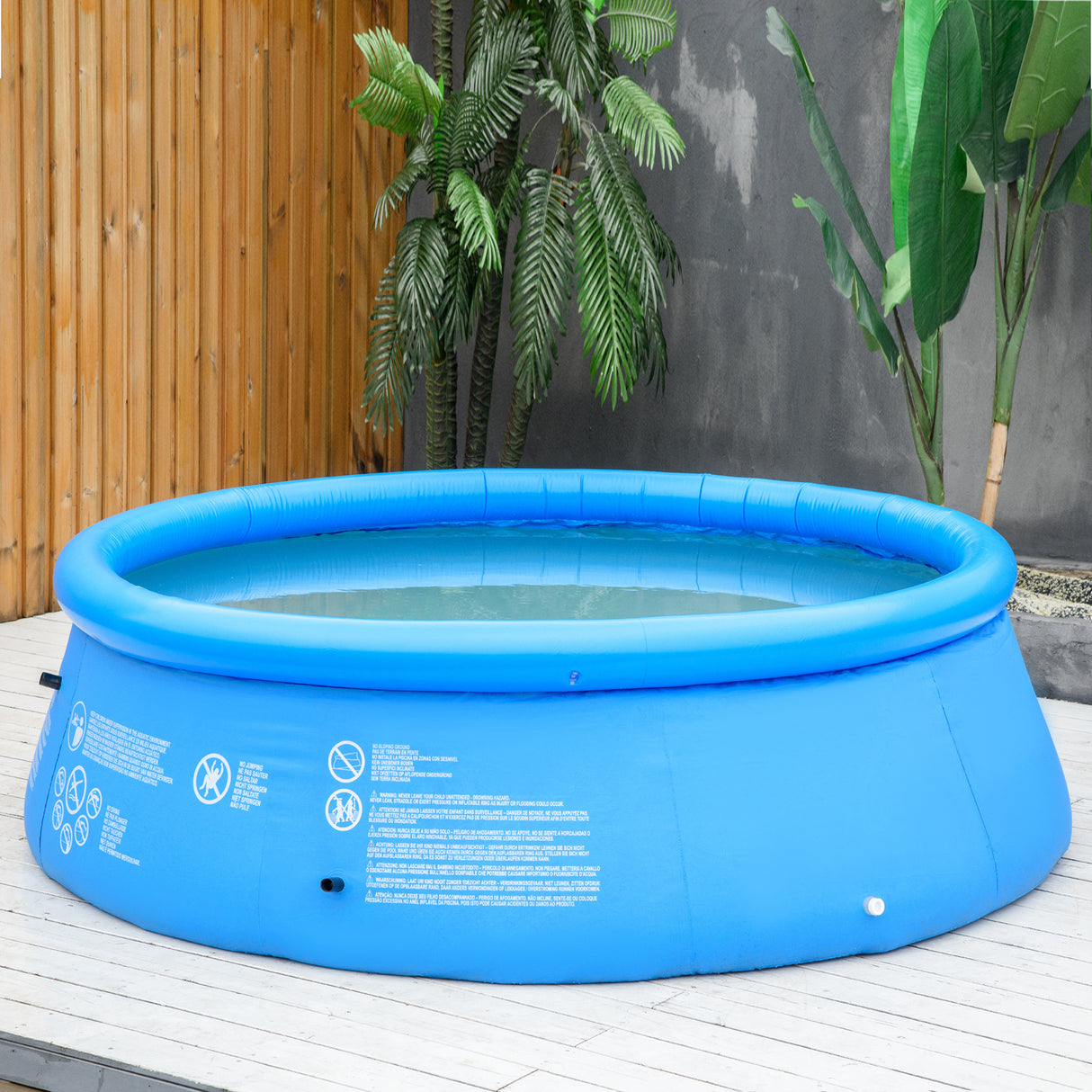 easycomfort easycomfort piscina gonfiabile da giardino per 3 4 persone in pvc a 3 strati con valvola di scarico e pompa manuale inclusa 274x76cm blu