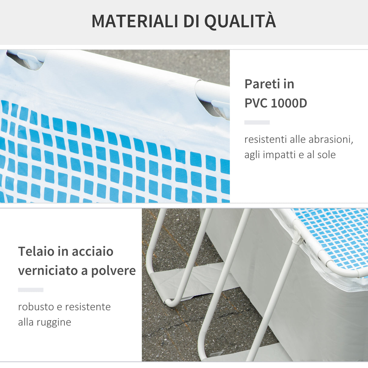 easycomfort easycomfort piscina fuori terra da giardino rettangolare con pompa di filtraggio e telaio in acciaio 340x215x80cm grigia