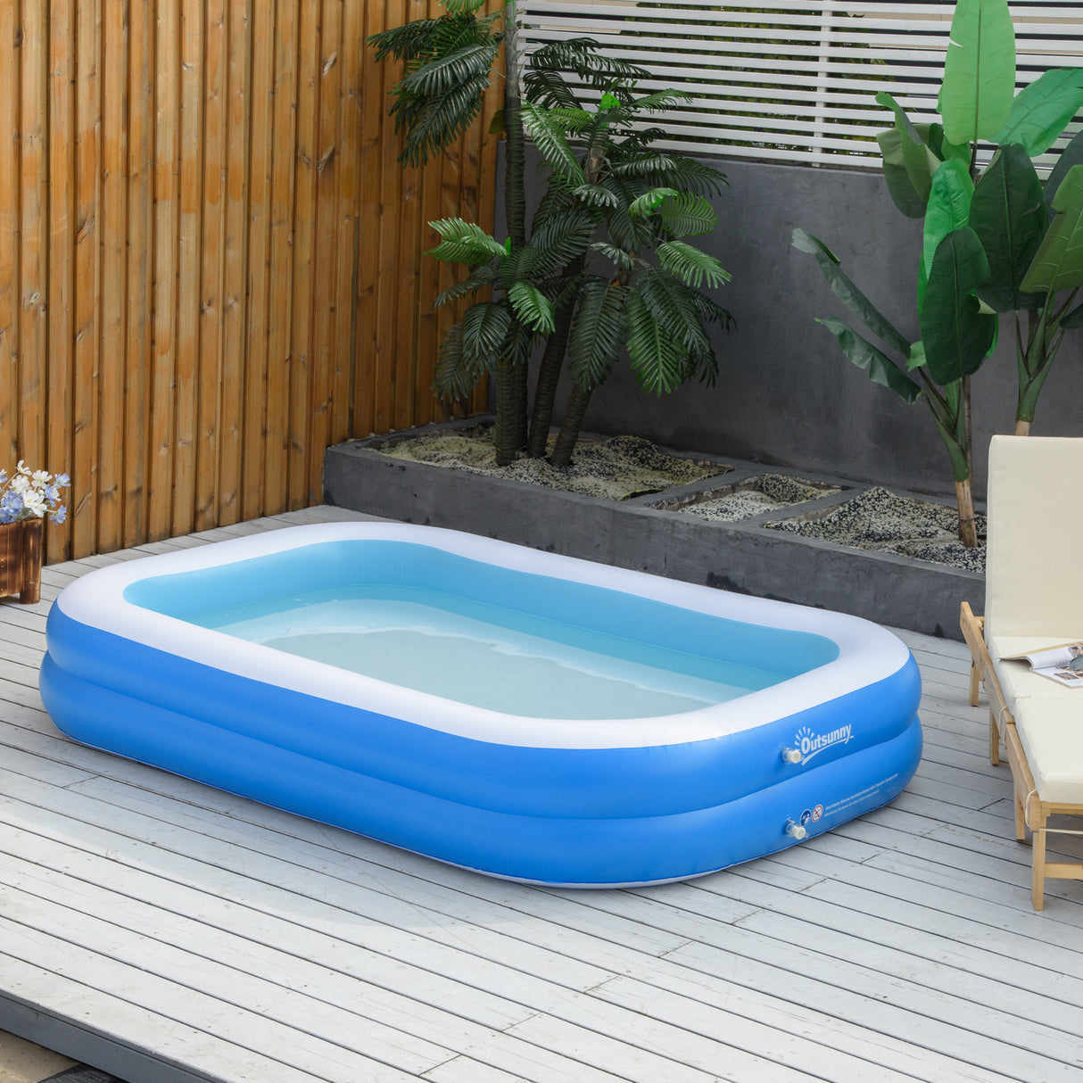 easycomfort easycomfort piscina gonfiabile rettangolare da esterni per 1 2 adulti in pvc resistente 2 camere daria e valvola di scarico 262x176x56cm blu