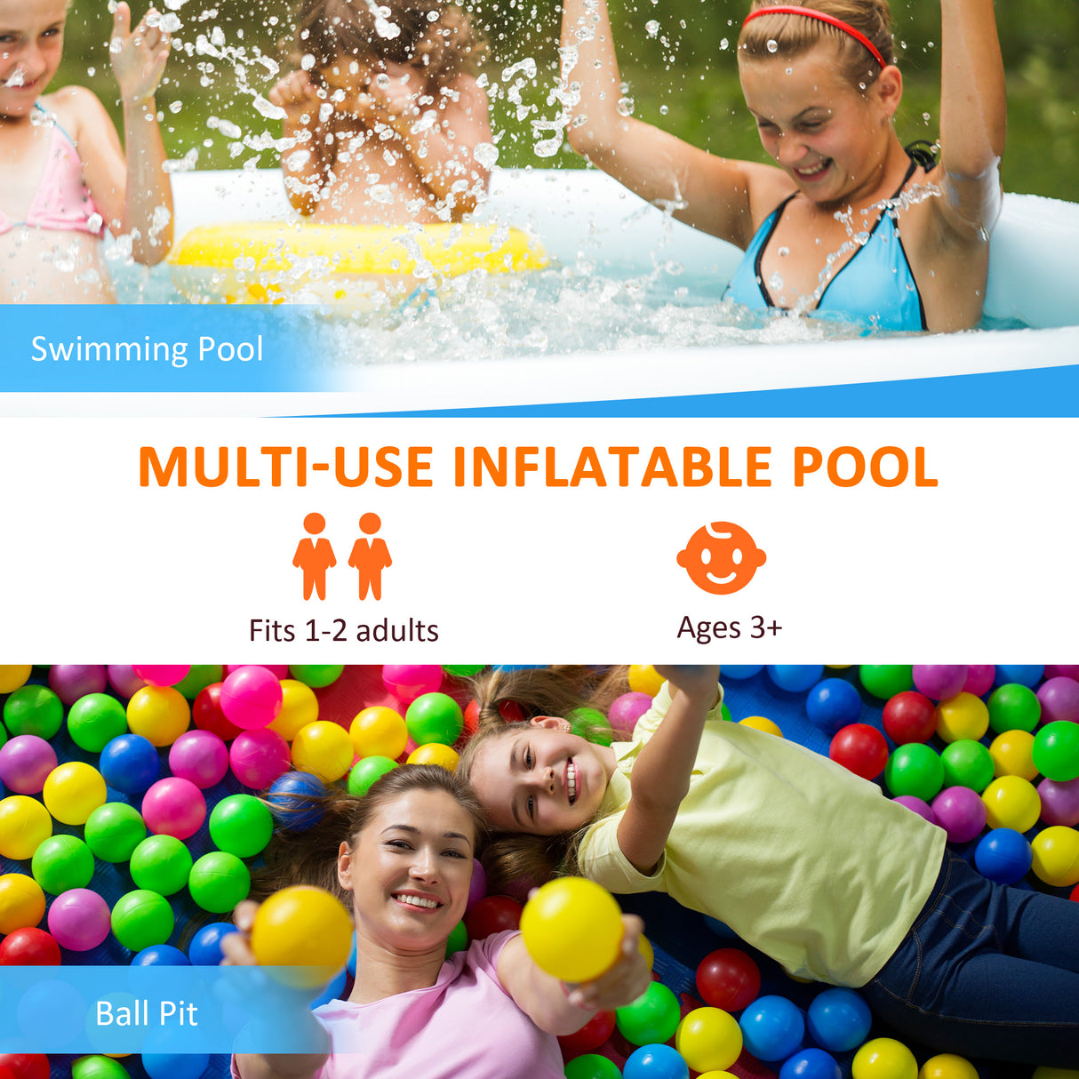 easycomfort easycomfort piscina gonfiabile rettangolare da esterni per 1 2 adulti in pvc resistente 2 camere daria e valvola di scarico 262x176x56cm blu