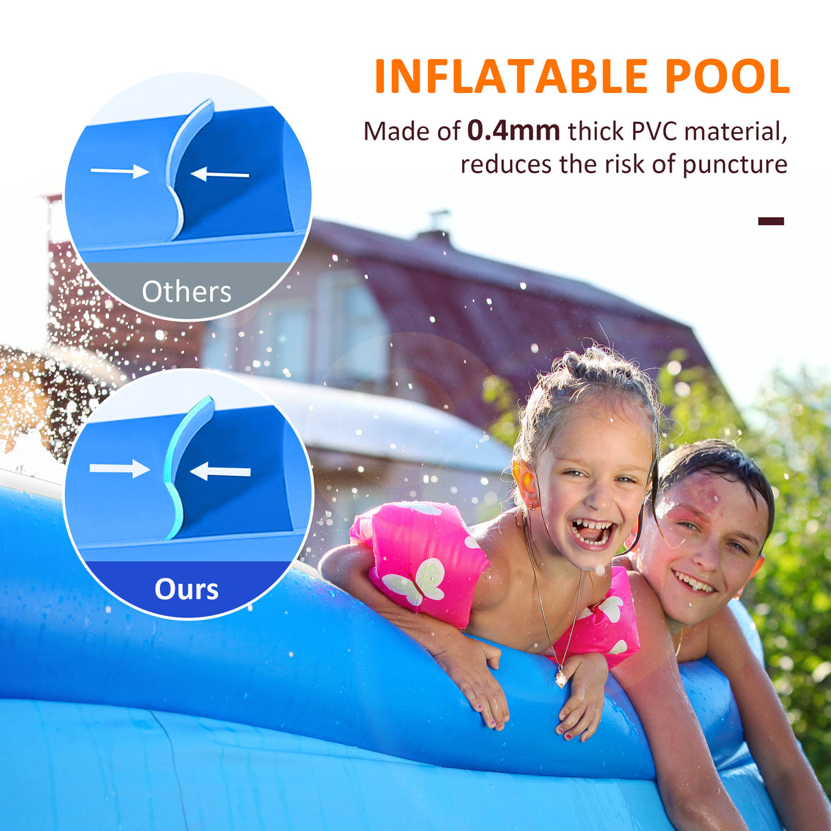 easycomfort easycomfort piscina gonfiabile rettangolare da esterni per 1 2 adulti in pvc resistente 2 camere daria e valvola di scarico 262x176x56cm blu