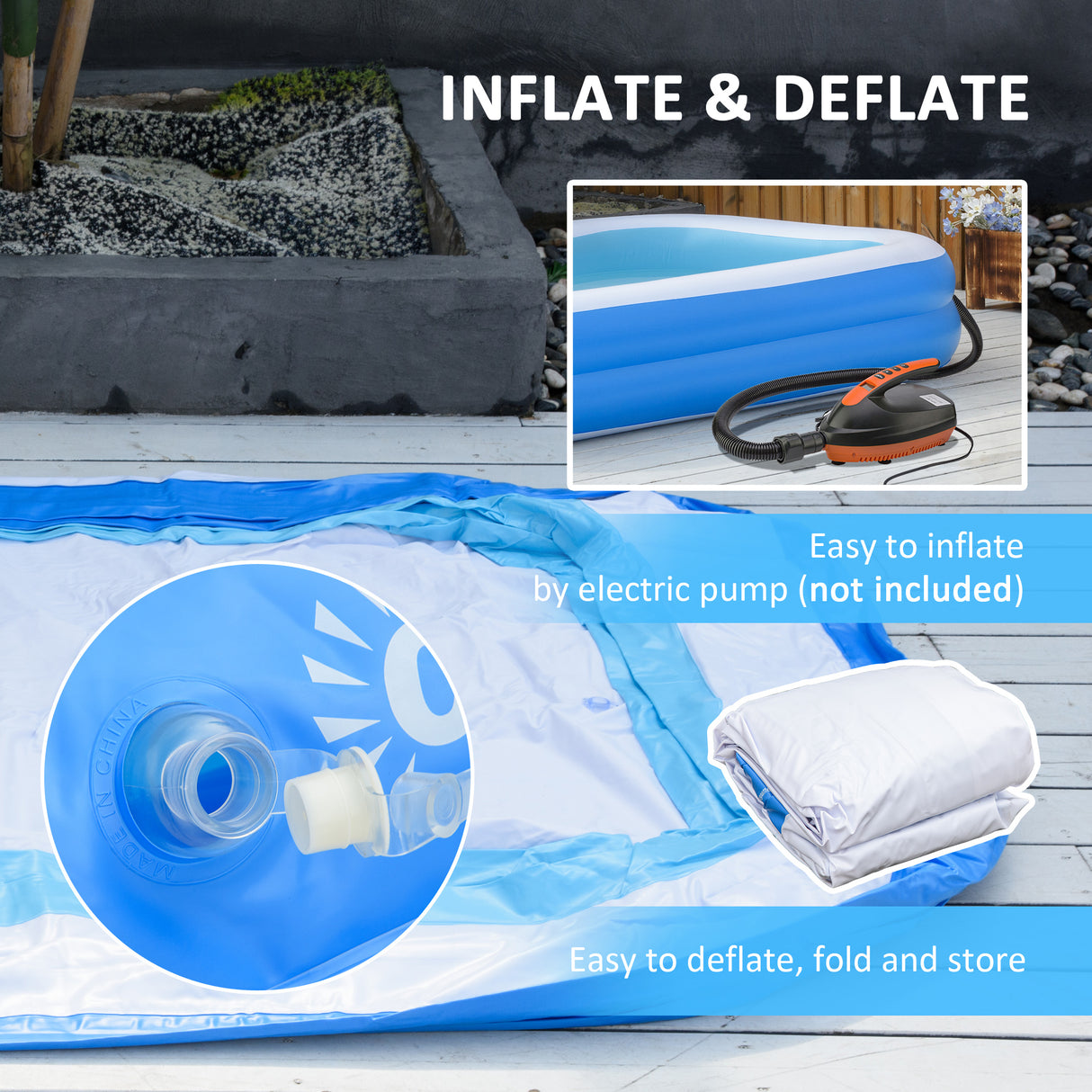 easycomfort easycomfort piscina gonfiabile rettangolare da esterni per 1 2 adulti in pvc resistente 2 camere daria e valvola di scarico 262x176x56cm blu
