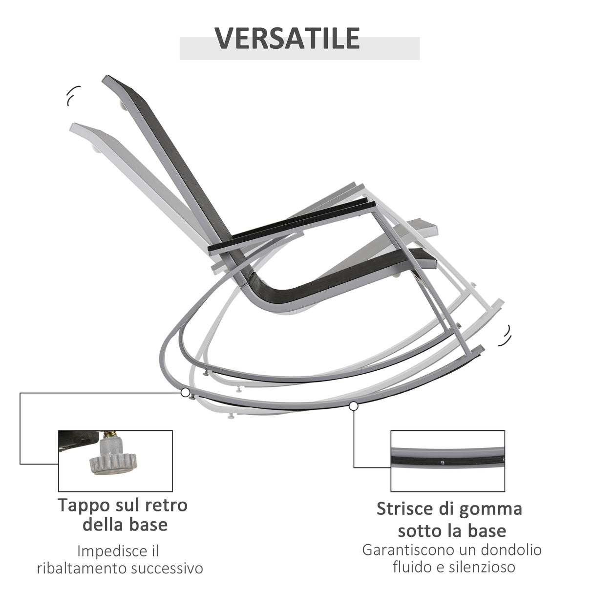 easycomfort easycomfort sedia a dondolo da giardino impermeabile e antiruggine nera