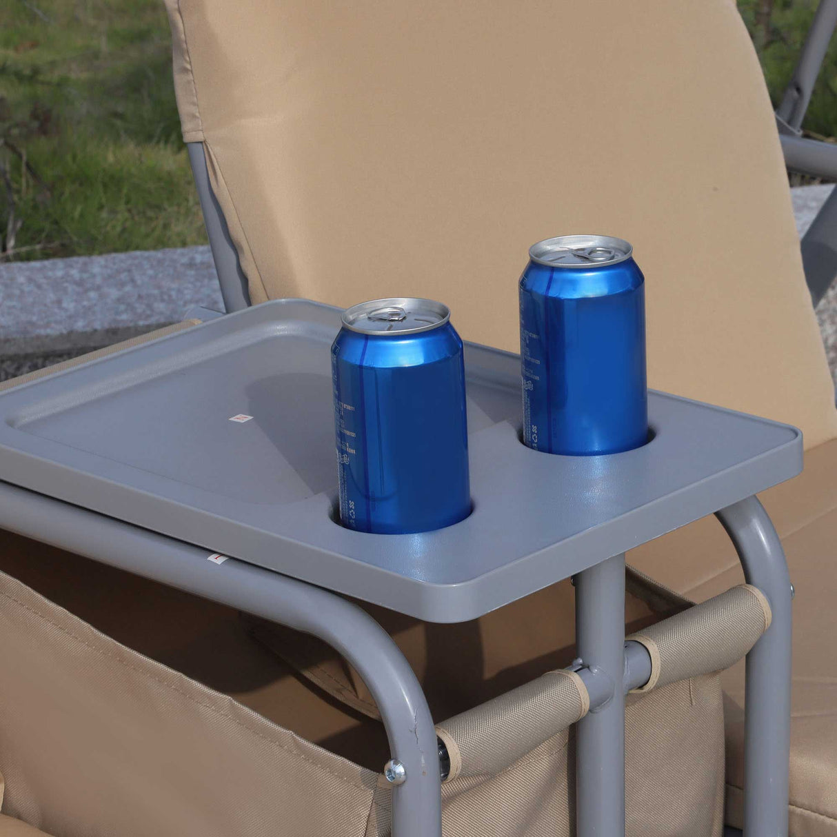 easycomfort easycomfort dondolo da giardino 2 posti separati con tavolino e tetto regolabile in metallo 175x112x165cm beige