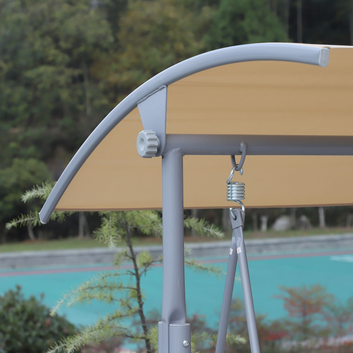 easycomfort easycomfort dondolo da giardino 2 posti separati con tavolino e tetto regolabile in metallo 175x112x165cm beige