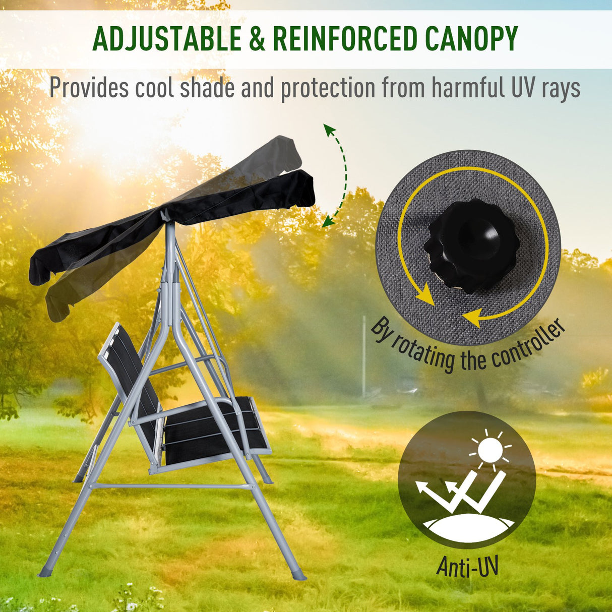 easycomfort easycomfort dondolo da giardino a 3 posti in metallo tetto parasole rimovibile ean 8055776910437