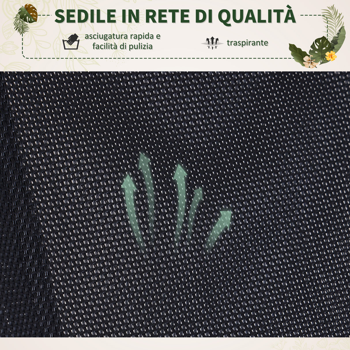 easycomfort easycomfort sedia a dondolo moderna in textilene nero 154x80x84cm ean 8054144133973