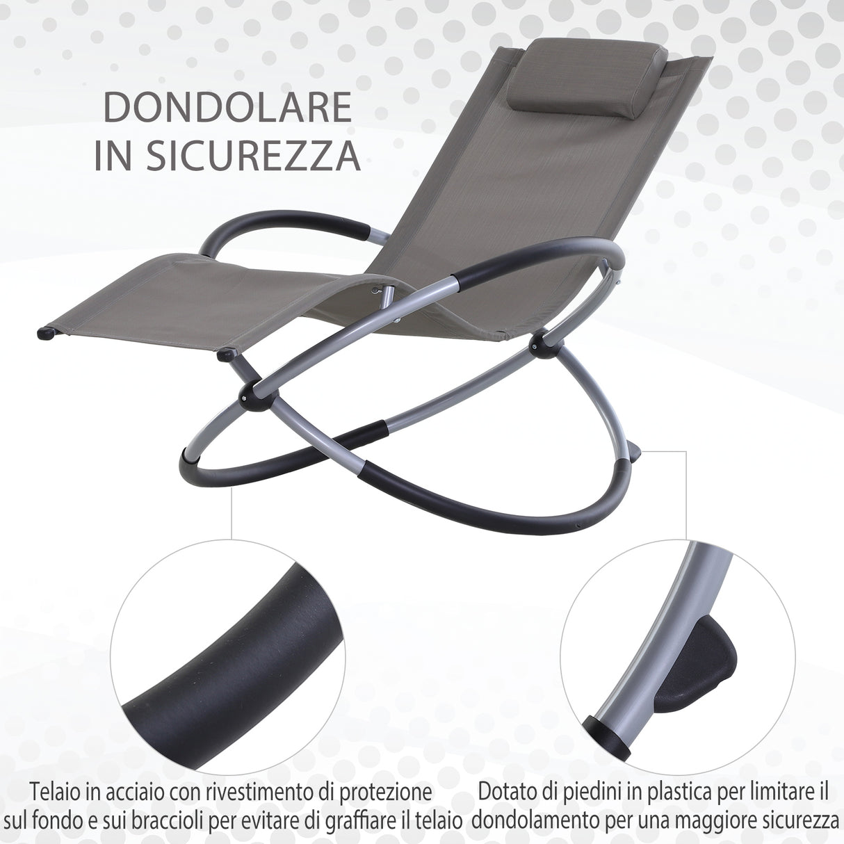 easycomfort easycomfort sedia a dondolo in texilene zero gravity grigio 154x80x84cm ean 8054144131344