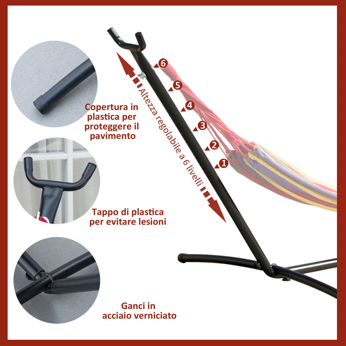 easycomfort easycomfort supporto struttura portante per amaca regolabile max.120kg nero 280x120x110cm ean 8054144130668