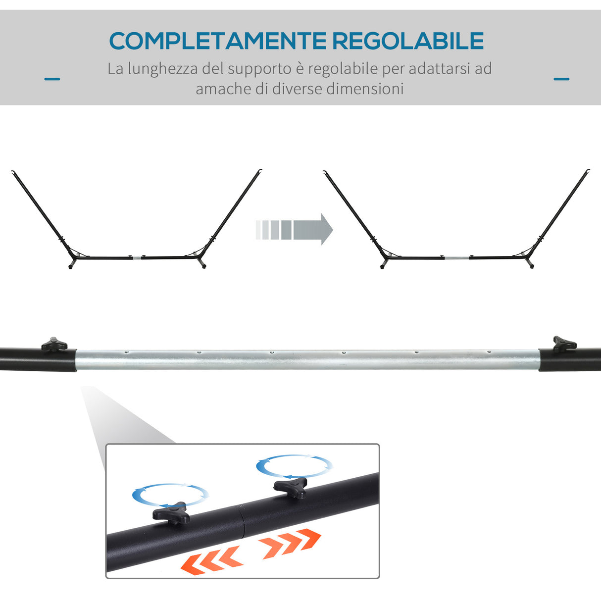 easycomfort easycomfort supporto struttura portante per amaca regolabile max. 150 kg nero 308 380x108x120cm ean 8054111849142