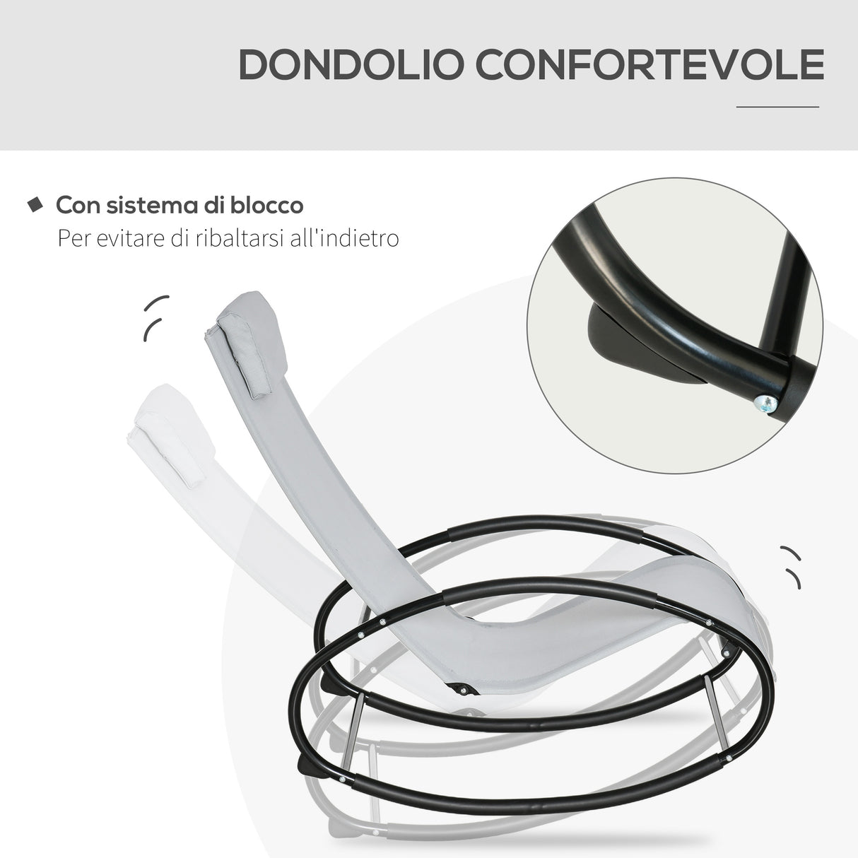 easycomfort easycomfort sdraio da giardino zero gravity sedia a dondolo con cuscino e tessuto traspirante 105x62x88cm grigia