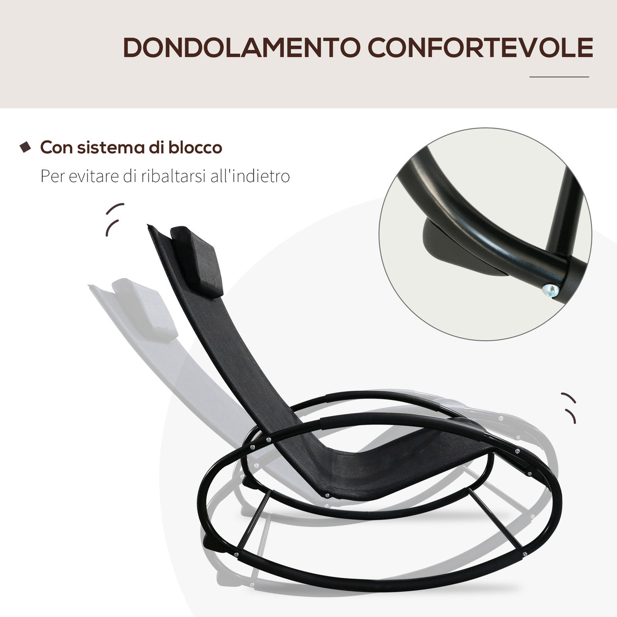 easycomfort easycomfort sdraio dondolo da esterno telaio in acciaio rivestimento in textilene nero ean 8054111848794