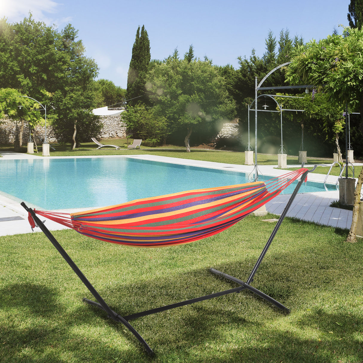 easycomfort easycomfort amaca da giardino autoportante in acciaio e cotone multicolor ean 8054144135168