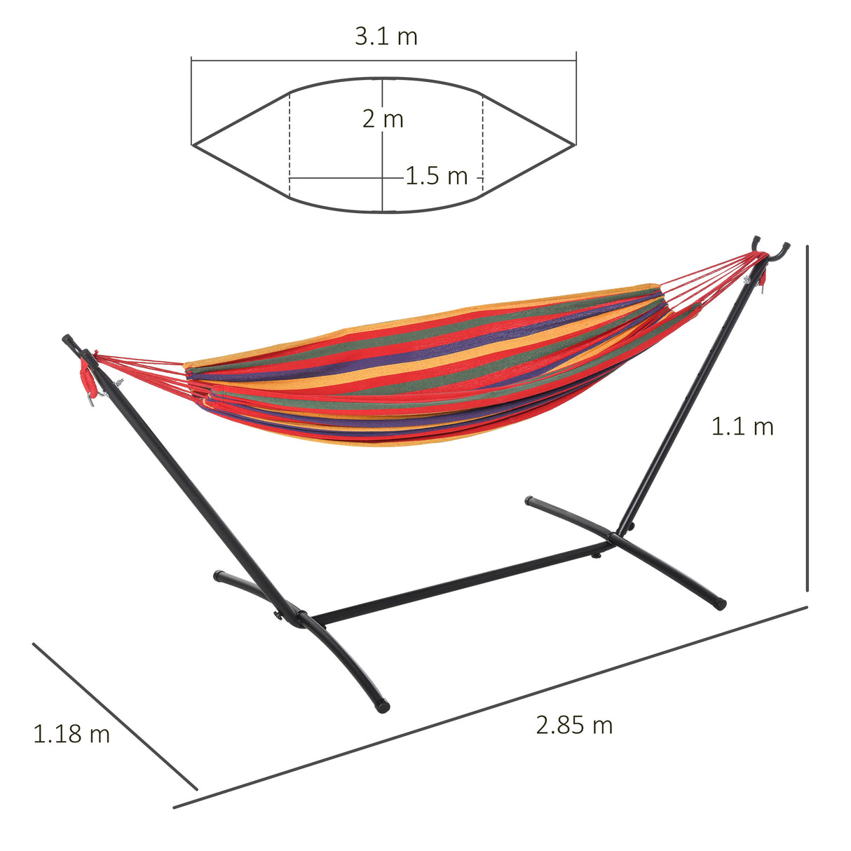 easycomfort easycomfort amaca da giardino autoportante in acciaio e cotone multicolor ean 8054144135168