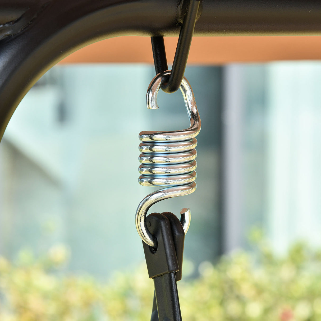 easycomfort easycomfort dondolo da giardino terrazza 3 posti con tettuccio regolabile in metallo e texteline 172x110x155cm marrone