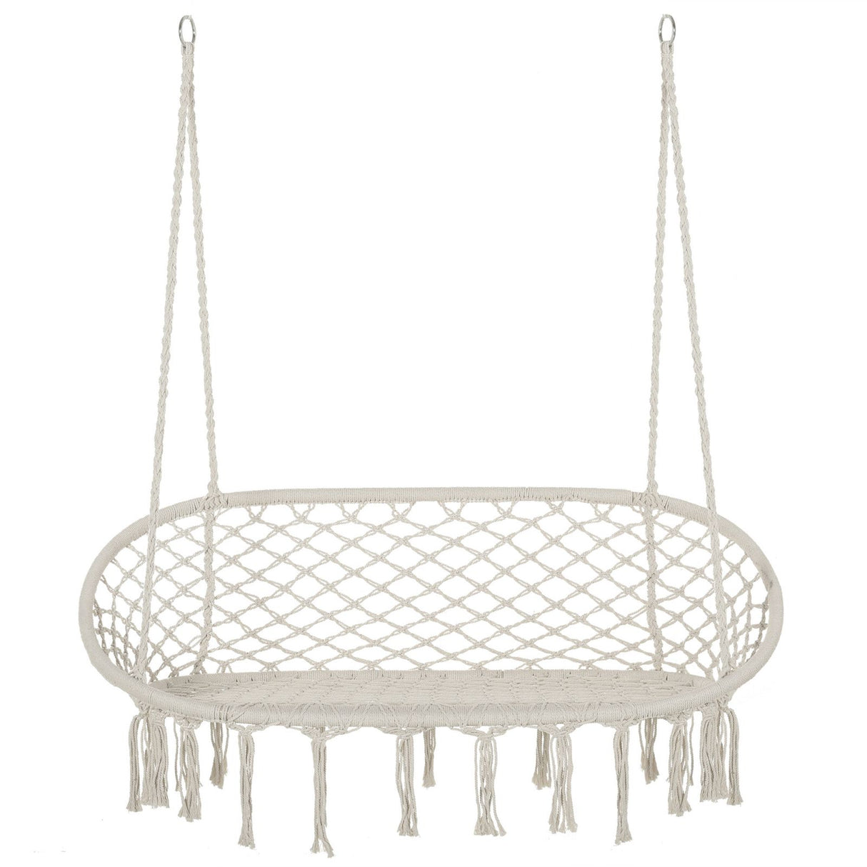 easycomfort easycomfort amaca a dondolo da giardino e casa a 2 posti telaio metallo e seduta cotone 130x75x40cm bianco crema ean 8054144134581