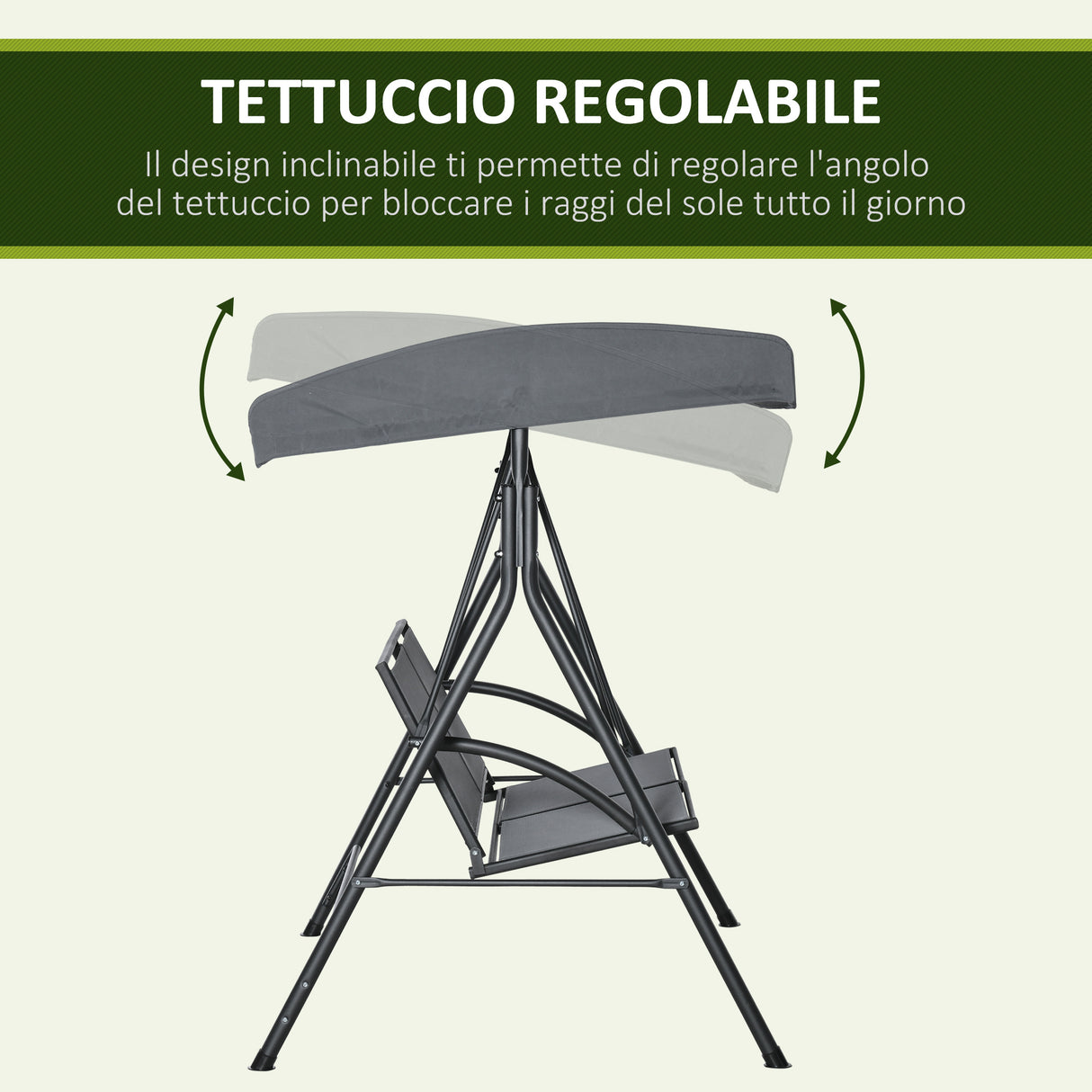 easycomfort easycomfort dondolo a 2 posti da giardino con tettuccio regolabile 140x118x162cm grigio