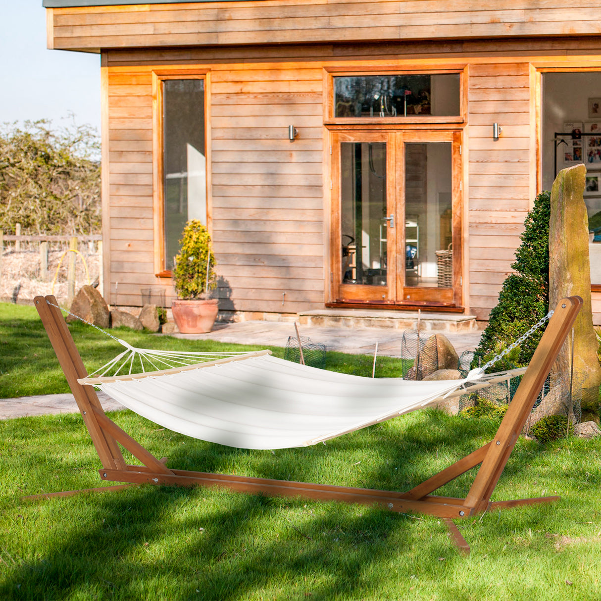 easycomfort easycomfort supporto amaca 4m pieghevole e regolabile su 3 livelli in legno