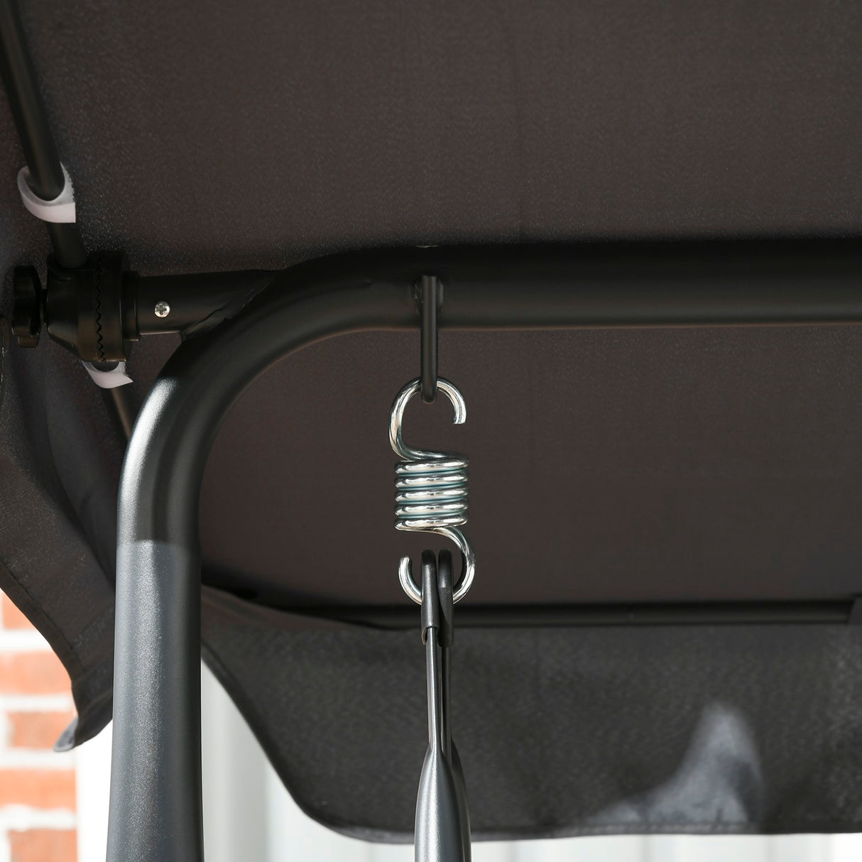 easycomfort easycomfort dondolo da giardino 3 posti in rattan pe e acciaio con tettuccio regolabile e portabicchieri 204x112x150 cm