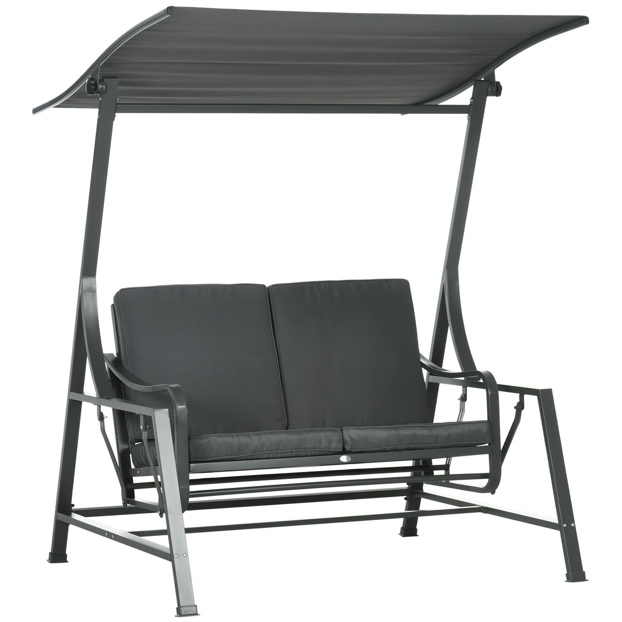 easycomfort easycomfort dondolo da giardino 2 posti in acciaio con tettuccio inclinabile e cuscini 148x129x172 cm