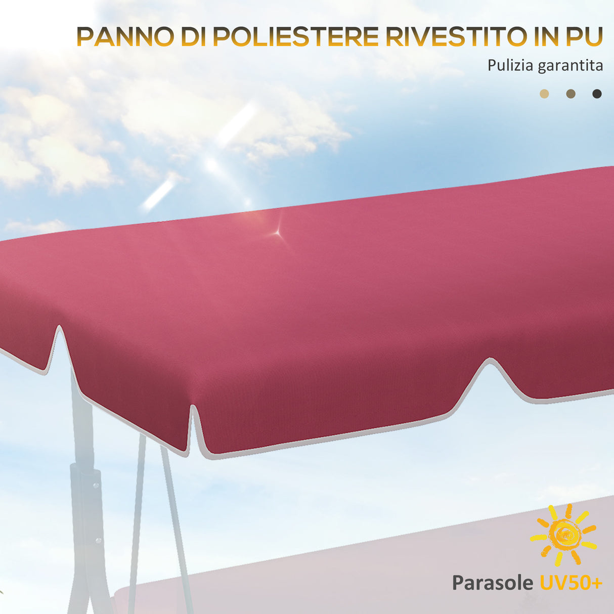 easycomfort easycomfort tettuccio di ricambio per dondolo in poliestere con protezione uv50 192x144cm rosso
