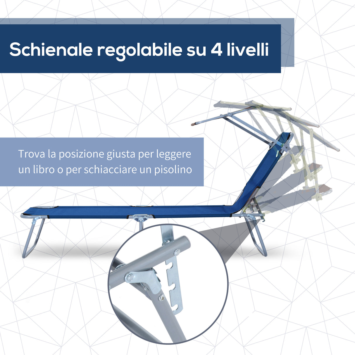 easycomfort easycomfort lettino prendisole da giardino sdraio pieghevole con tettuccio blu ean 8054111842068