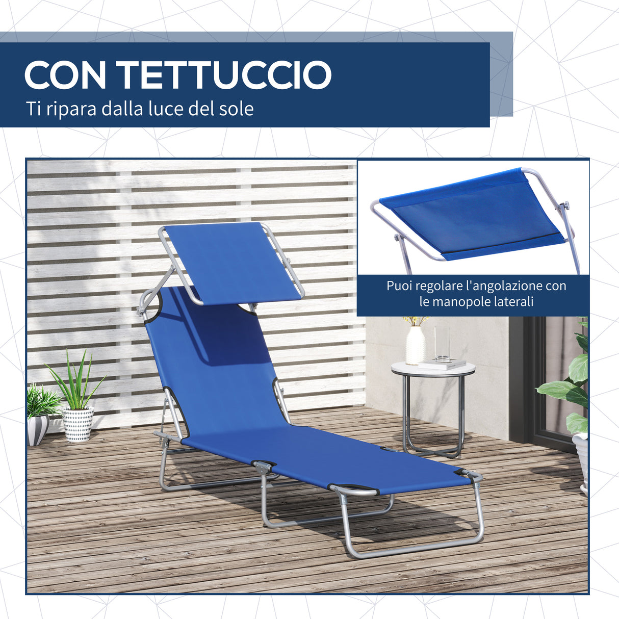 easycomfort easycomfort lettino prendisole da giardino sdraio pieghevole con tettuccio blu ean 8054111842068