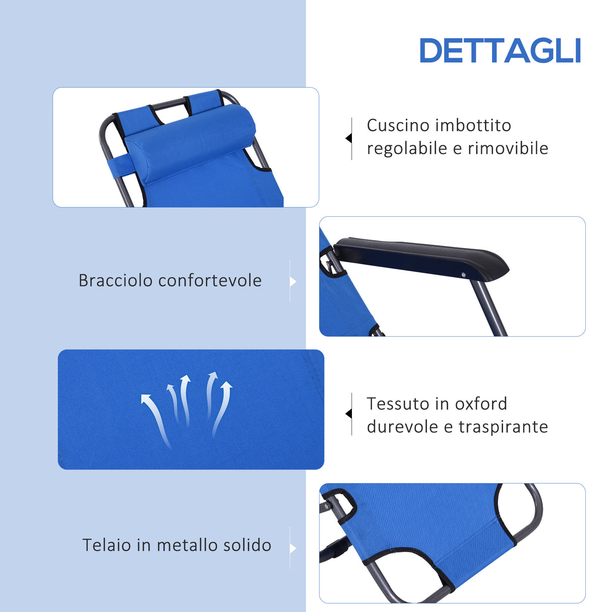 easycomfort easycomfort lettino sdraio pieghevole e richiudibile da giardino in tessuto oxford 135x60x89cm blu