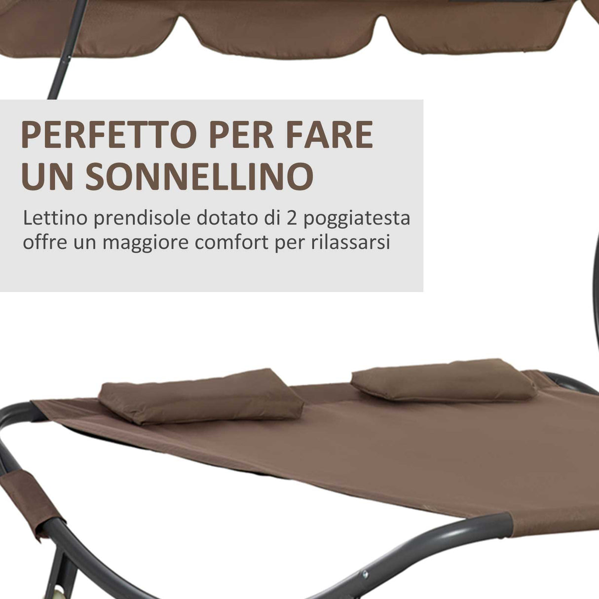 easycomfort easycomfort lettino matrimoniale 2 posti parasole regolabile da esterno e giardino 200x170 x134cm marrone