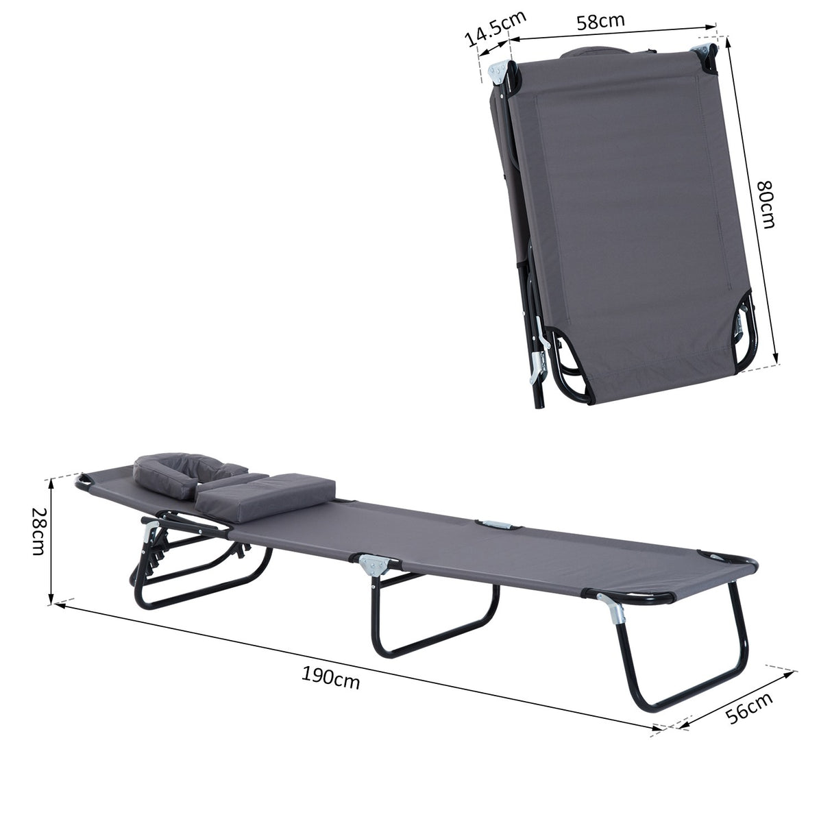 easycomfort easycomfort lettino prendisole relax pieghevole con cuscino poggiatesta grigio ean 8054111844468