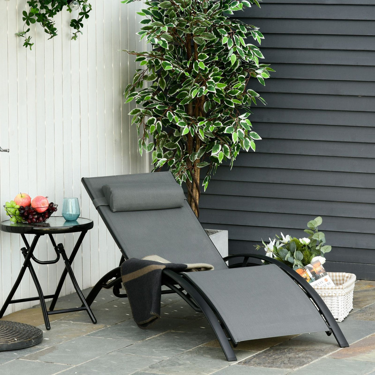 easycomfort easycomfort sdraio da giardino reclinabile su 5 livelli con cuscino rimovibile in alluminio e texteline grigio ean 8054144137124