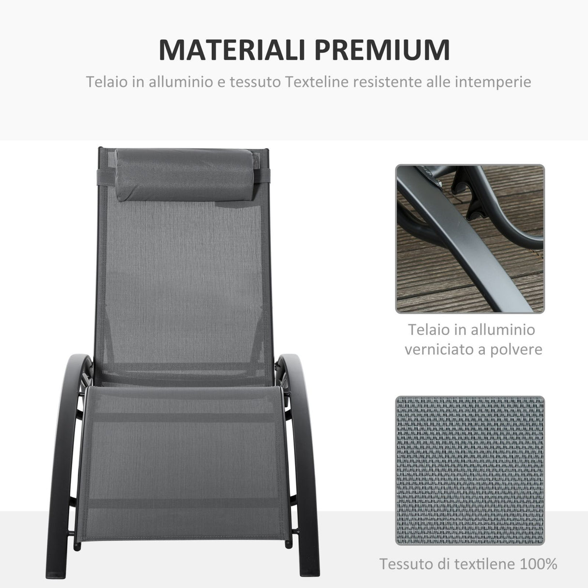 easycomfort easycomfort sdraio da giardino reclinabile su 5 livelli con cuscino rimovibile in alluminio e texteline grigio ean 8054144137124