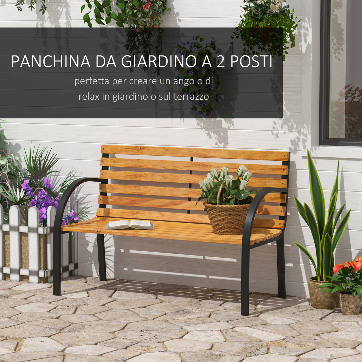 easycomfort easycomfort panca in legno 2 posti panchina da esterno giardino balcone ean 8054144130330
