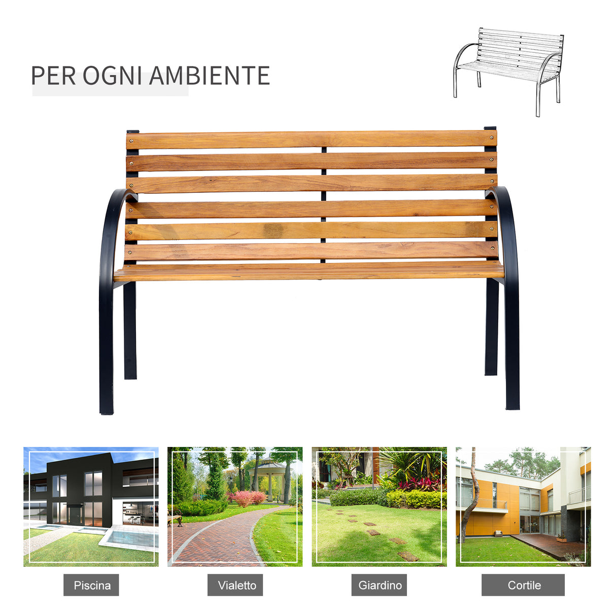 easycomfort easycomfort panca in legno 2 posti panchina da esterno giardino balcone ean 8054144130330