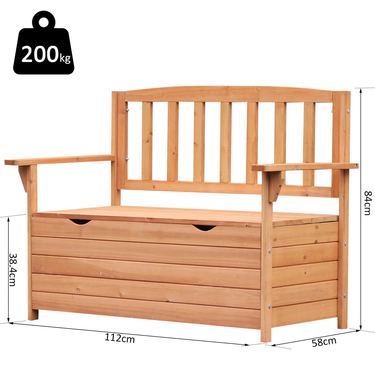 easycomfort easycomfort panchina in legno da giardino 2 posti con vano contenitore 112x58x84 cm ean 8054111849548