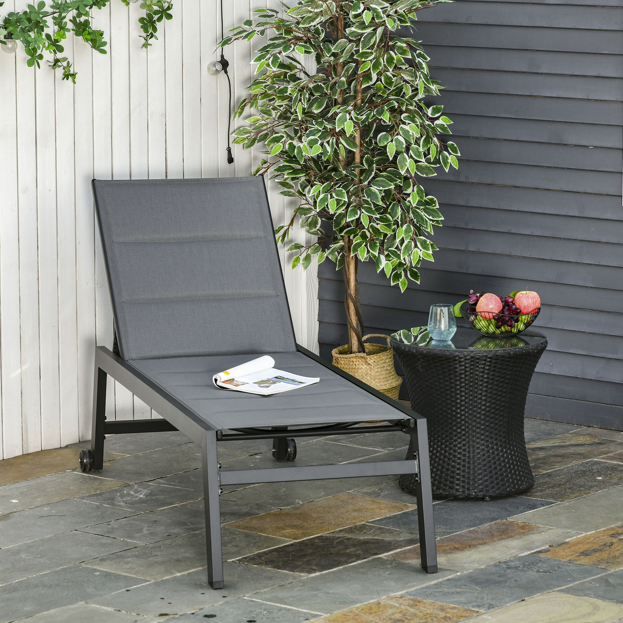 easycomfort easycomfort sdraio da giardino reclinabile su 5 livelli rivestimento imbottito alluminio e texteline grigio ean 8055776913391