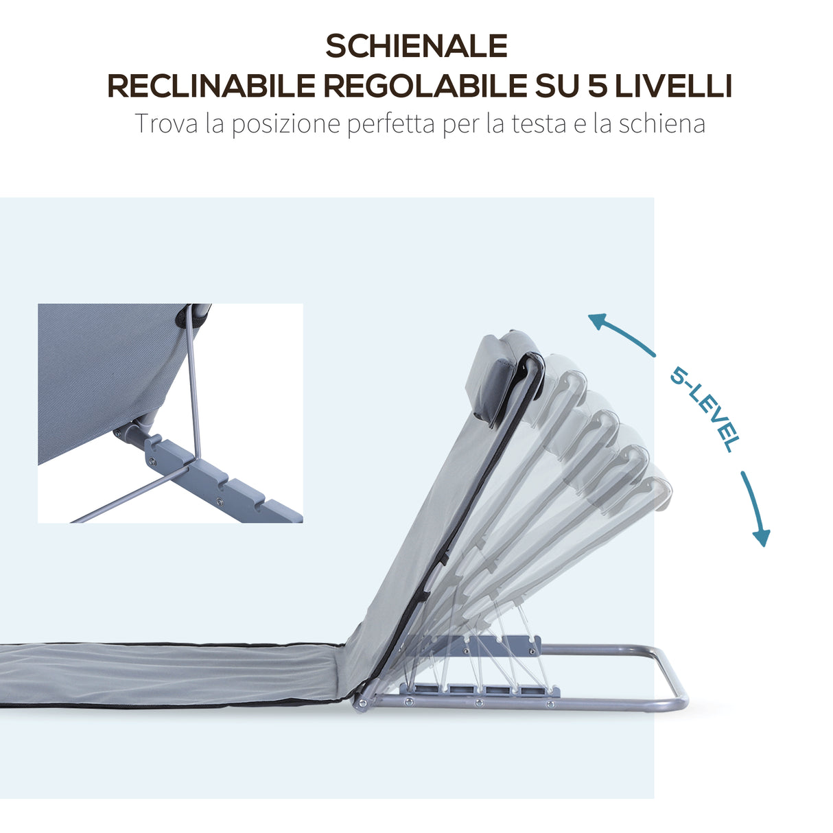 easycomfort easycomfort set 2 materassini da spiaggia pieghevoli con schienale regolabile grigio ean 8054111844239