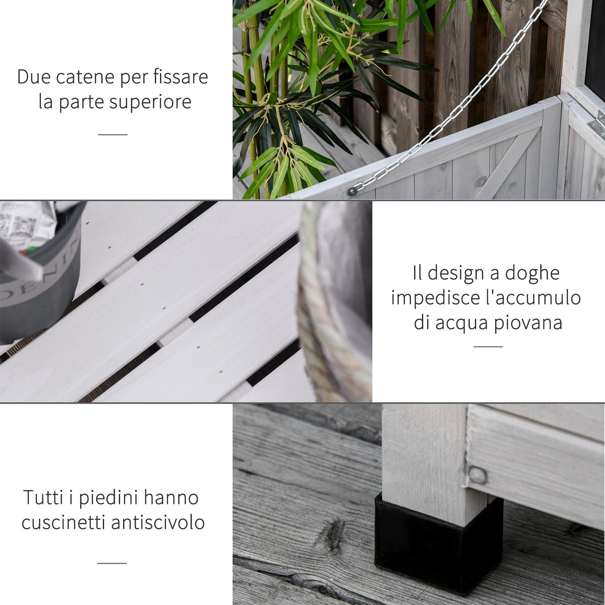 easycomfort easycomfort panca contenitore in legno di abete cassapanca da esterno con piedini antiscivolo 127x56x60cm grigio ean 8054144138497