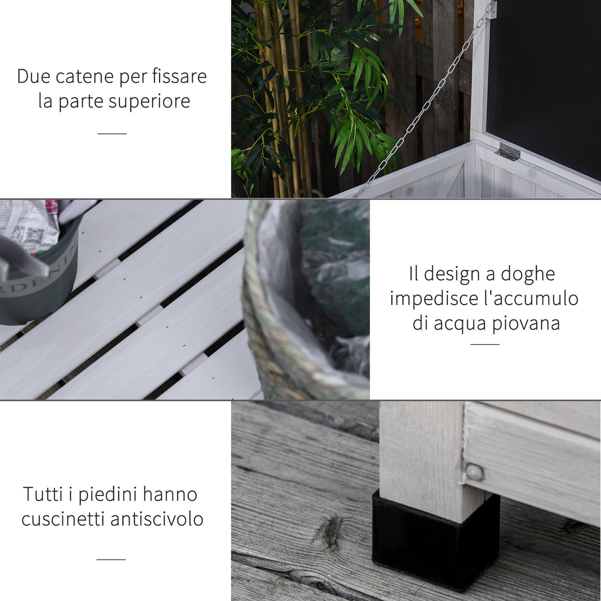 easycomfort easycomfort panca contenitore in legno di abete cassapanca da esterno con piedini antiscivolo bianco ean 8054144136158