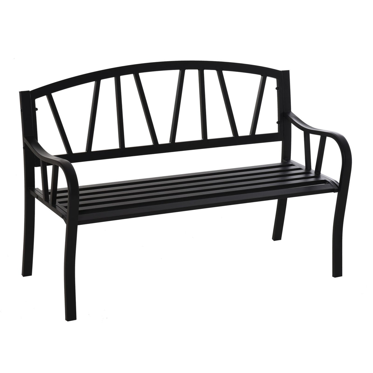 easycomfort easycomfort panchina da giardino in metallo nero impermeabile panca da esterno in ferro 2 posti 128x56x86cm ean 8054144137483